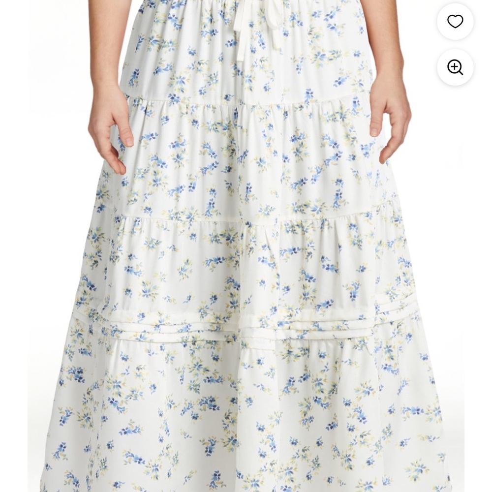 Time and Tru White and Blue Tiered Maxi Skirt